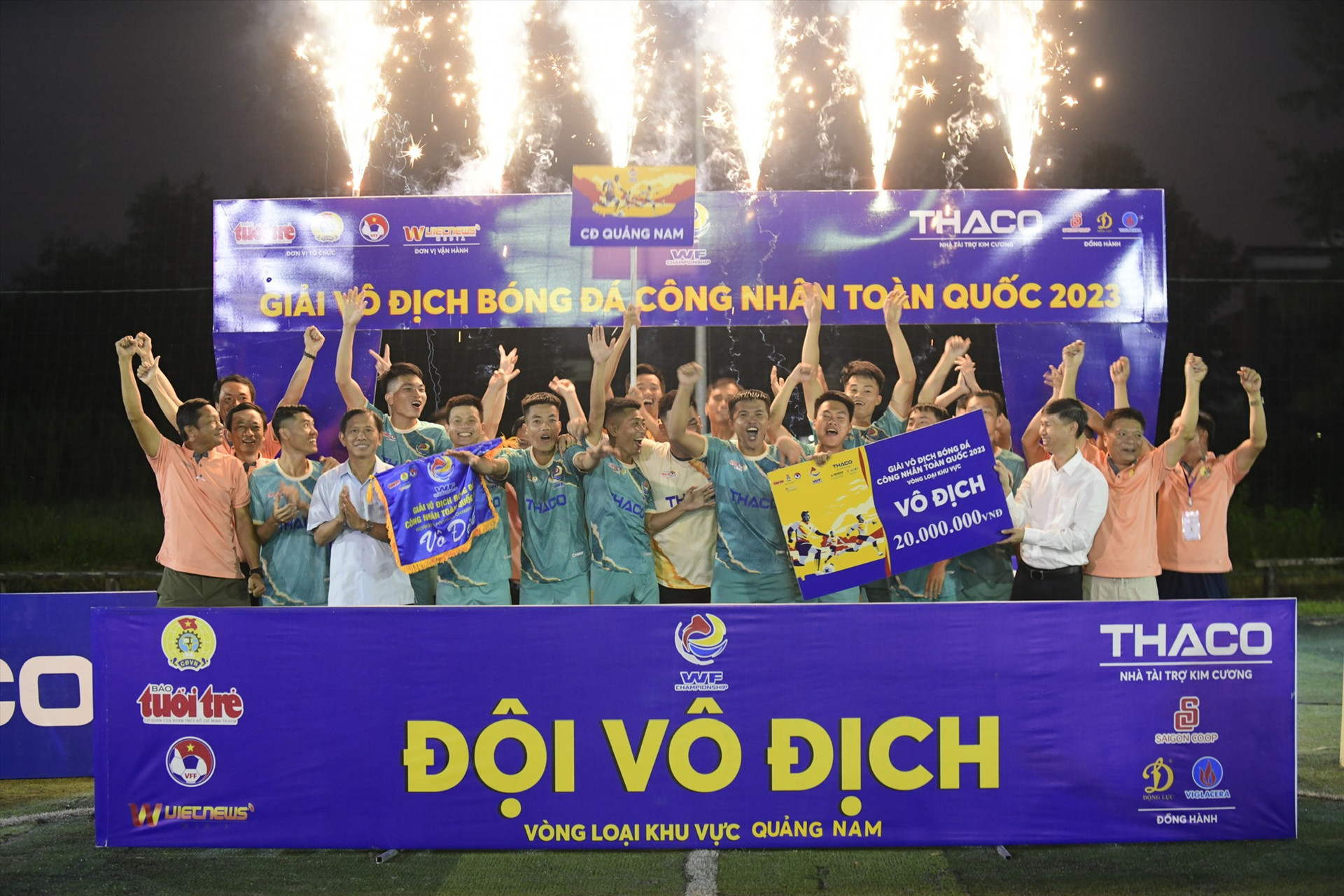 Đội bóng Công đoàn Quảng Nam trở thành đội vô địch vòng loại khu vực 4 Giải bóng đá nam công nhân toàn quốc năm 2023.