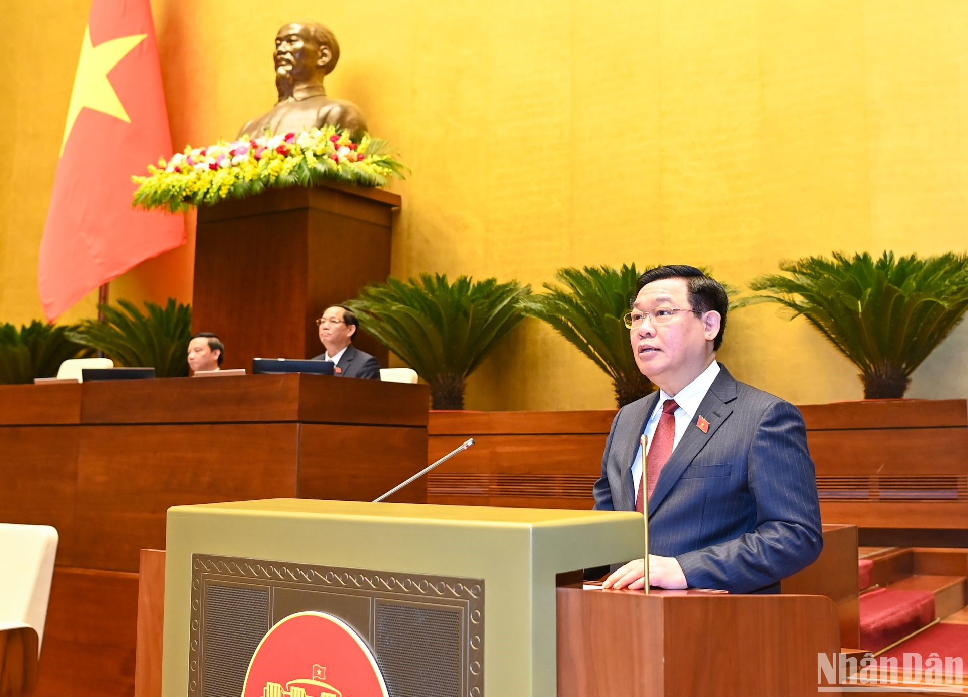 Chủ tịch Quốc hội Vương Đình Huệ phát biểu khai mạc Kỳ họp. (Ảnh: DUY LINH)