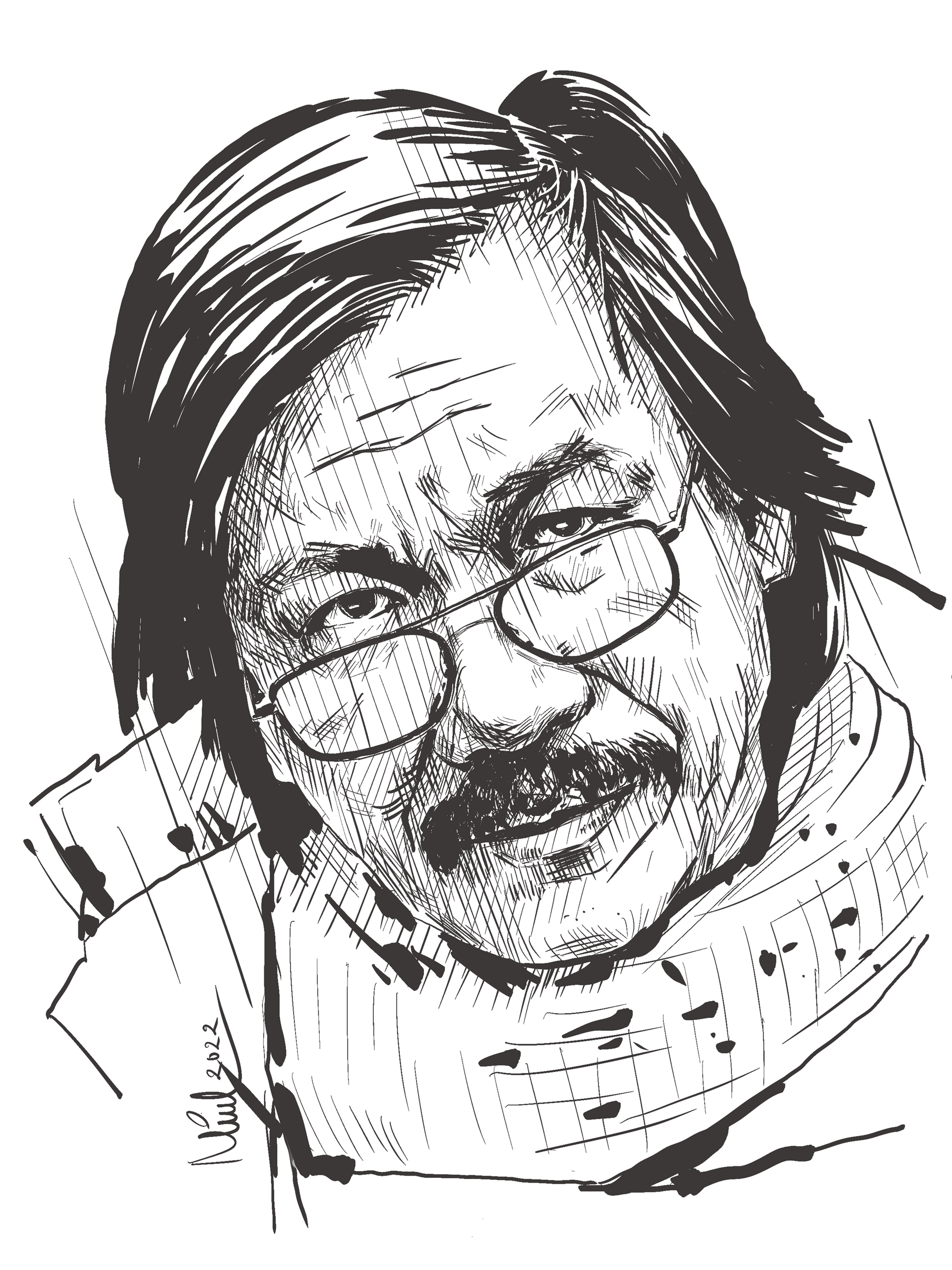 Chân dung ký họa nhà văn Nguyễn Hiệp. Ảnh: NVCC