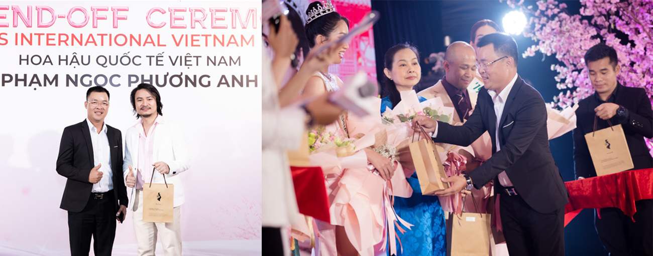 Anh Văn Phú Tấn Bình tham gia những sự kiện hoa hậu và thời trang để kết nối sản phẩm lụa Mã Châu. Ảnh: NVCC