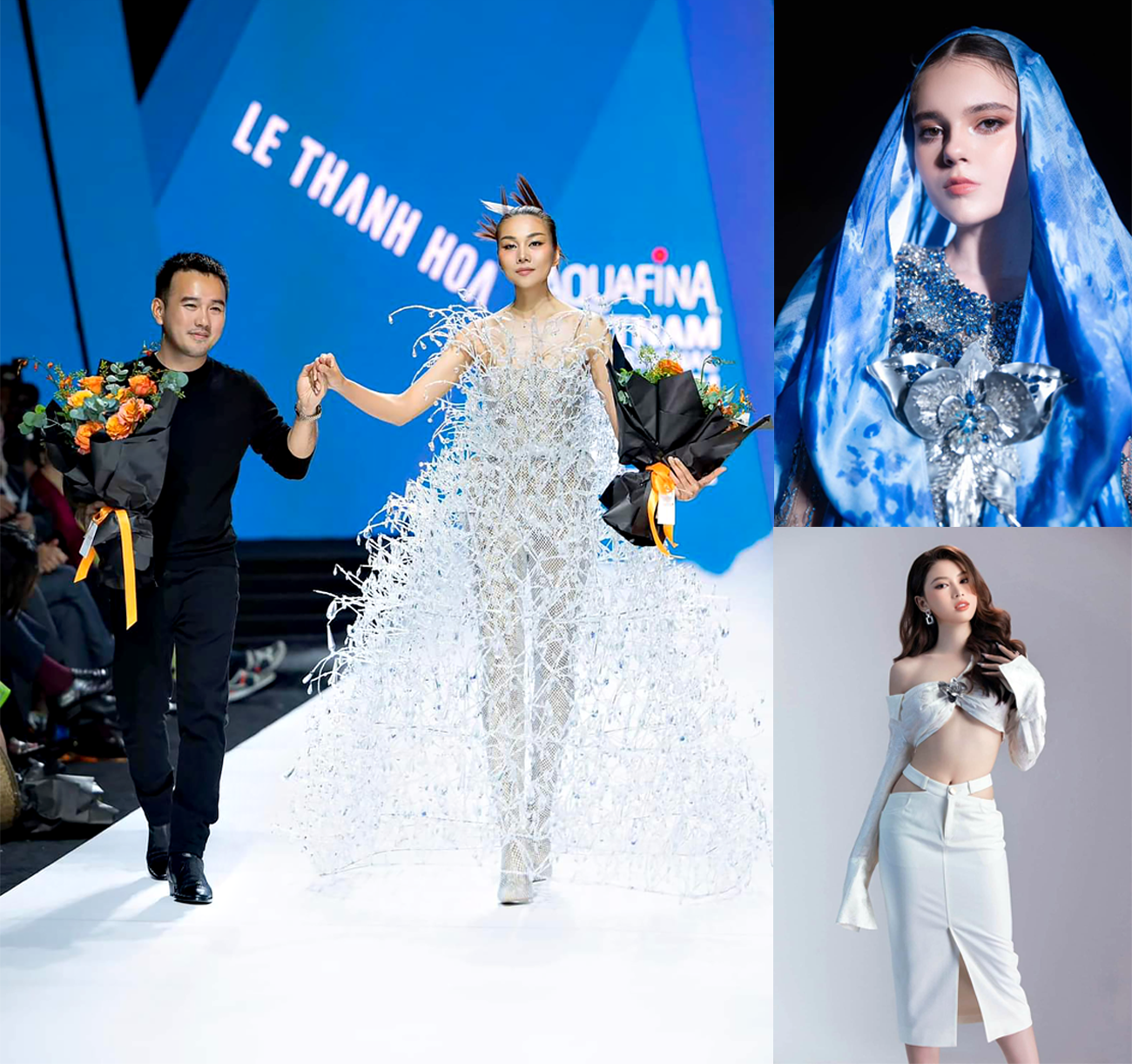NTK Lê Thanh Hoà cùng người mẫu trong sự kiện tuần thời trang thế giới. Ảnh: NVCC