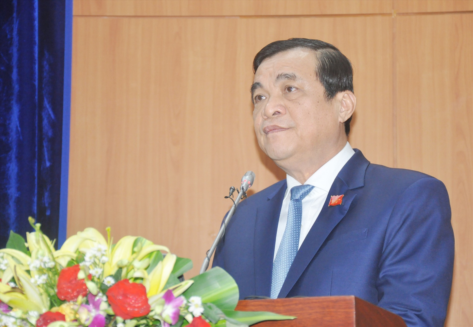 Chủ tịch HĐND tỉnh Phan Việt Cường phát biểu khai mạc kỳ họp. Ảnh: N.Đ