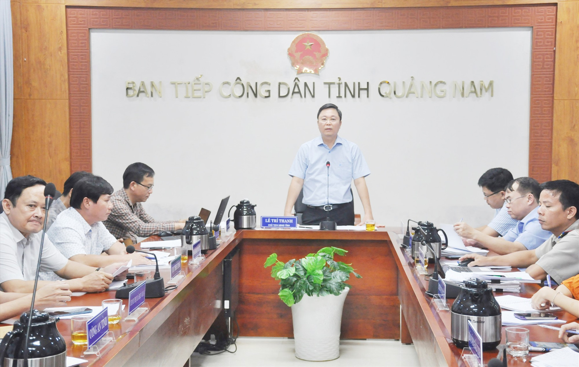Chủ tịch UBND tỉnh Lê Trí Thanh chủ trì buổi một buổi tiếp công dân định kỳ trong năm 2023. Ảnh: N.Đ