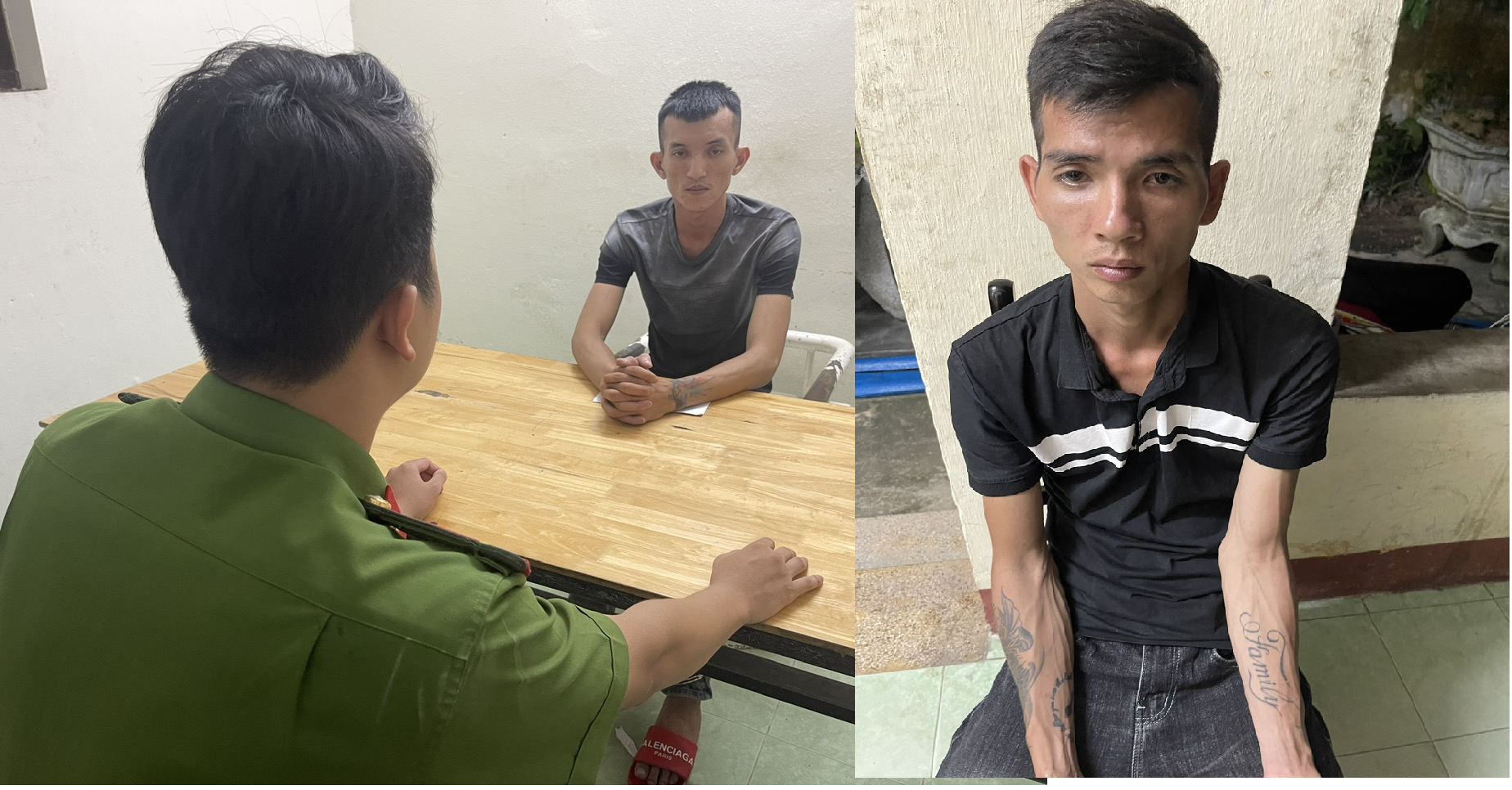 2 đối tượng Nguyễn Xuân Nhật và Trần Văn Nhật Thành bị công an bắt giữ sau khi thực hiện nhiều vụ trộm tại xã Tam Thanh. Ảnh: Đ.D