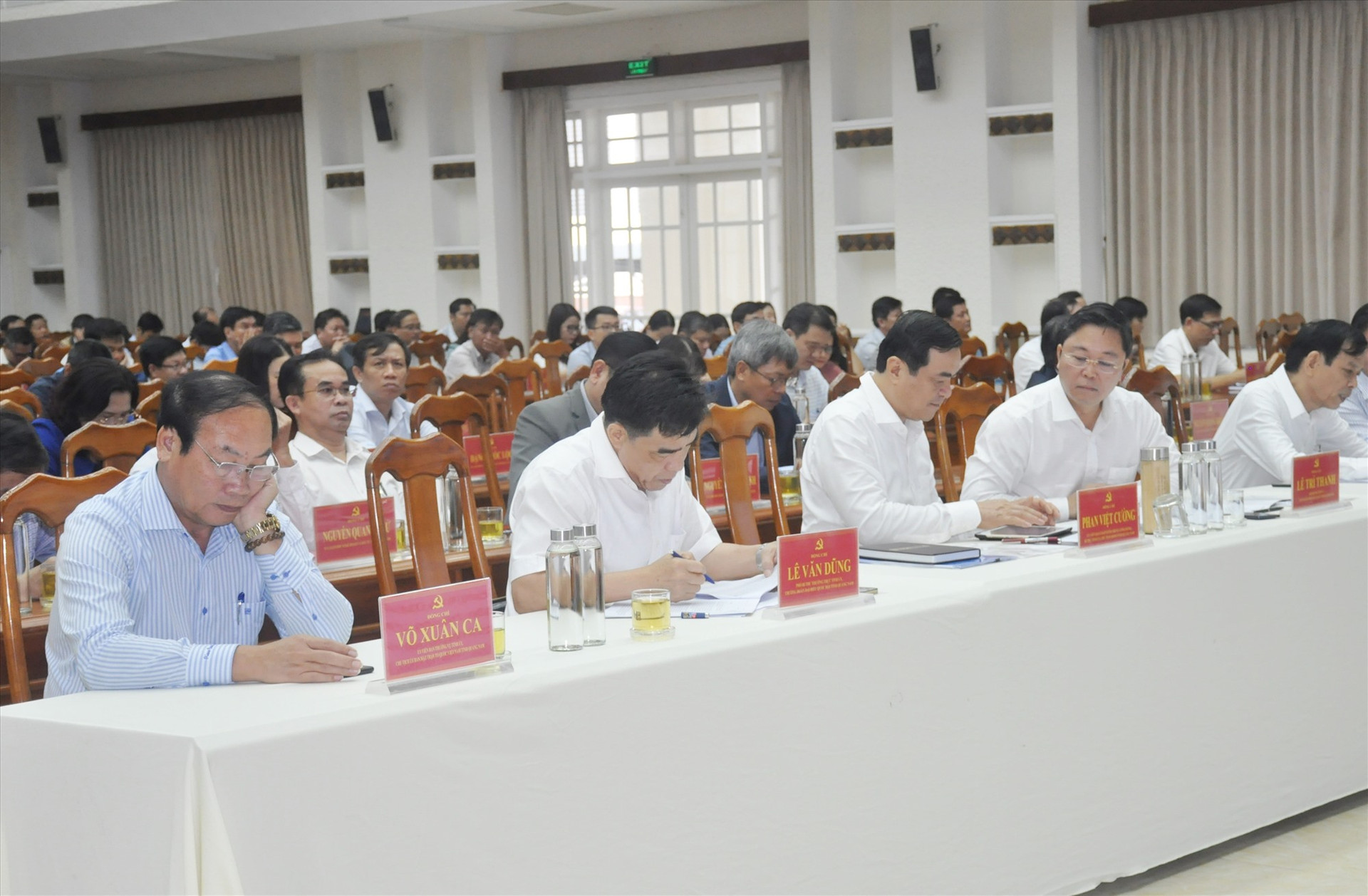 Các đại biểu dự hội nghị tại điểm cầu Quảng Nam. Ảnh: N.Đ