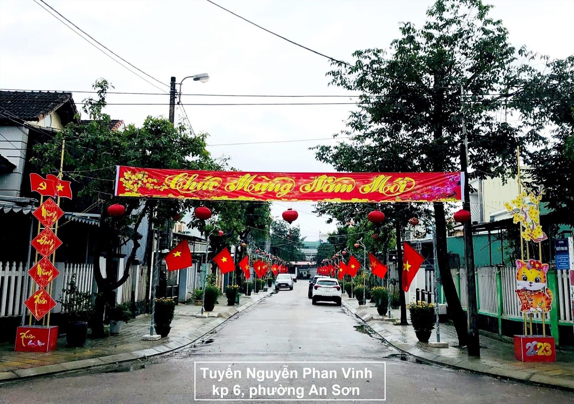 Tuyến đường Nguyễn Phan Vinh (An Sơn) được người dân trang trí năm 2023.