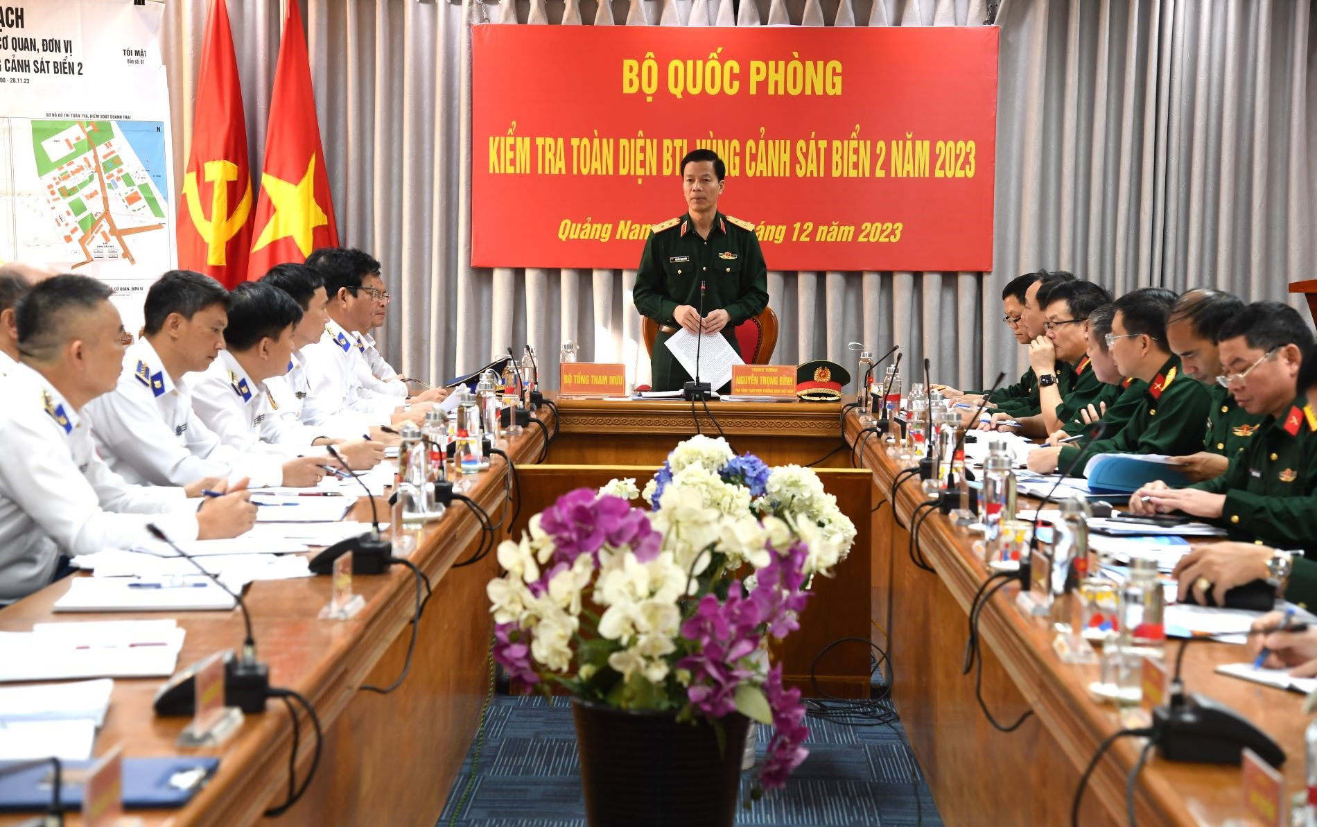 Trung tướng Nguyễn Trọng Bình -Trưởng đoàn kiểm tra kết luận kiểm tra tại Bộ Tư lệnh Vùng Cảnh sát biển 2