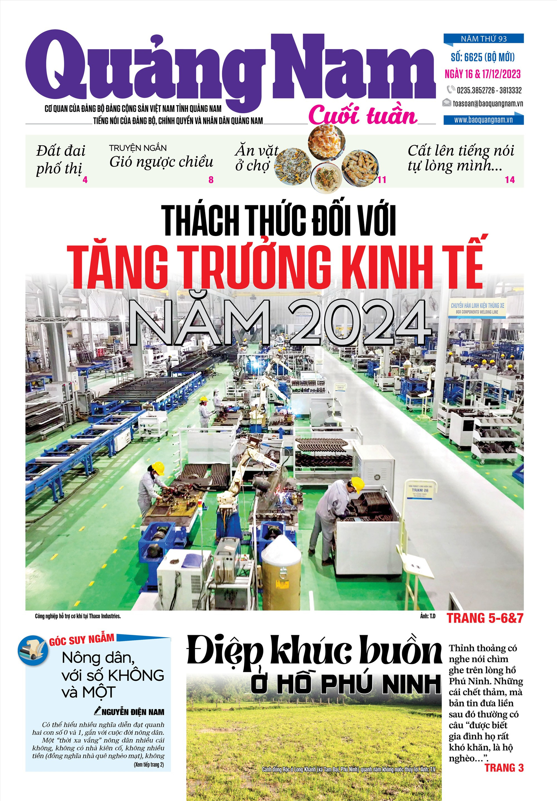 Trang Nhất tờ Quảng Nam cuối tuần ngày 16&17/12.