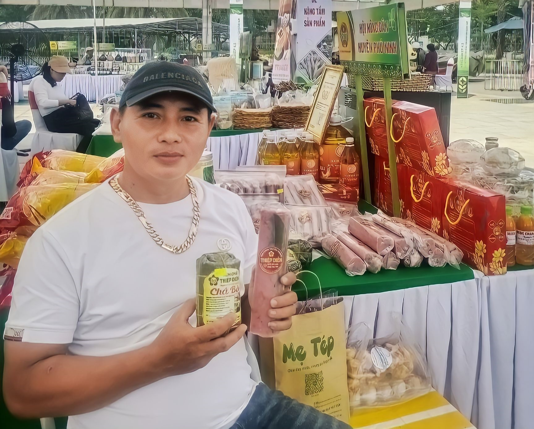 Sản phẩm chả bò da cuộn Thiệp Diễm tham gia tại ngày hội khởi nghiệp của huyện Phú Ninh. Ảnh: Nhân vật cung cấp