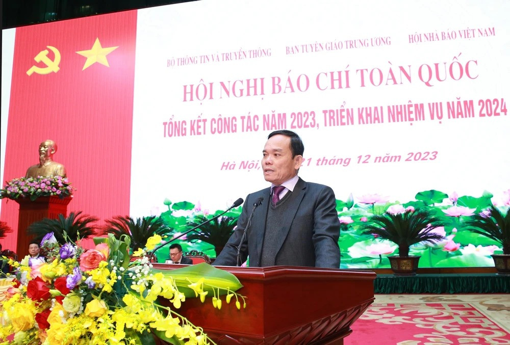 Phó Thủ tướng Trần Lưu Quang phát biểu tại hội nghị. (Ảnh: Phương Hoa/TTXVN)
