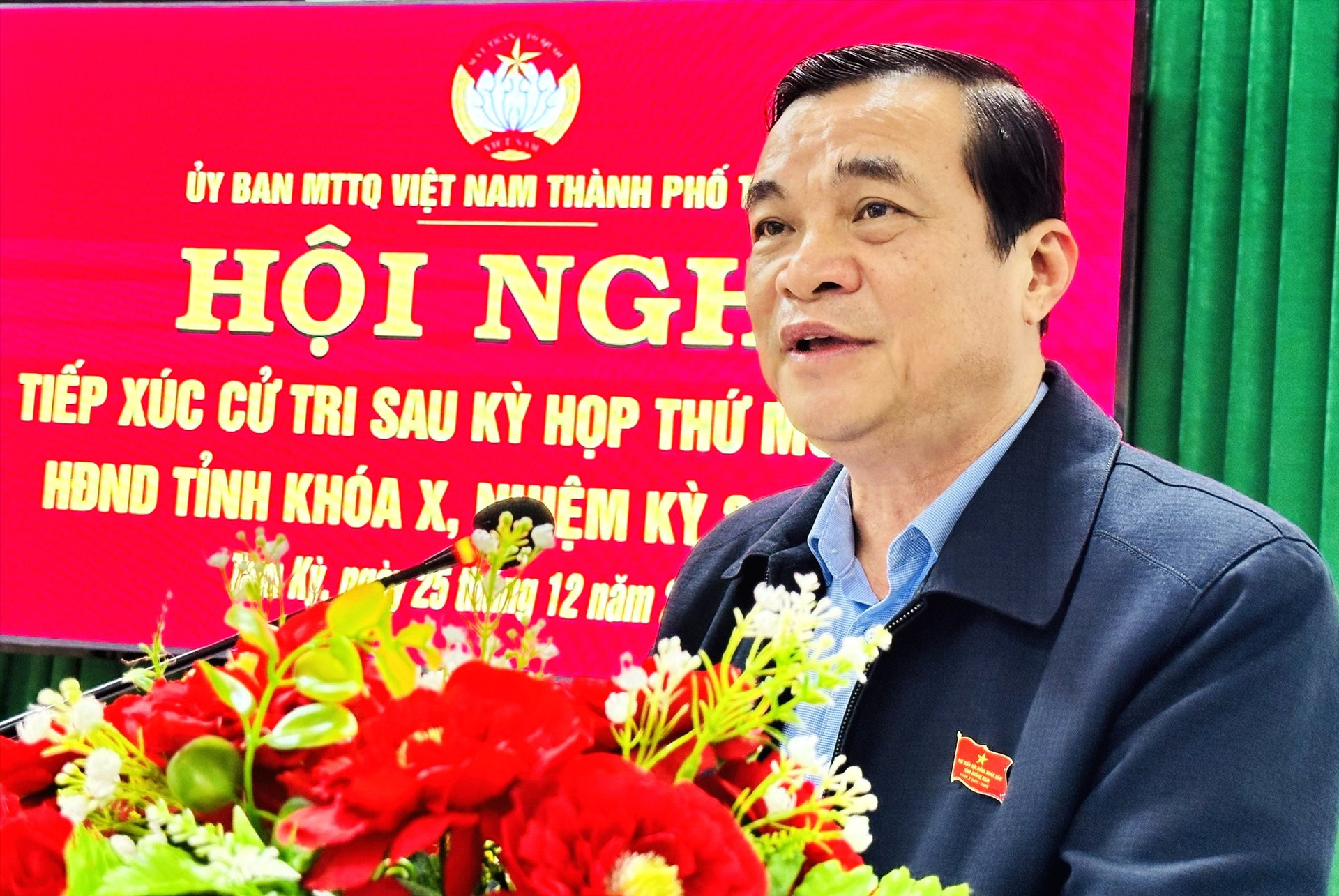Bí thư Tỉnh ủy, Chủ tịch HĐND tỉnh Phan Việt Cường phát biểu tại hội nghị. Ảnh: A.N