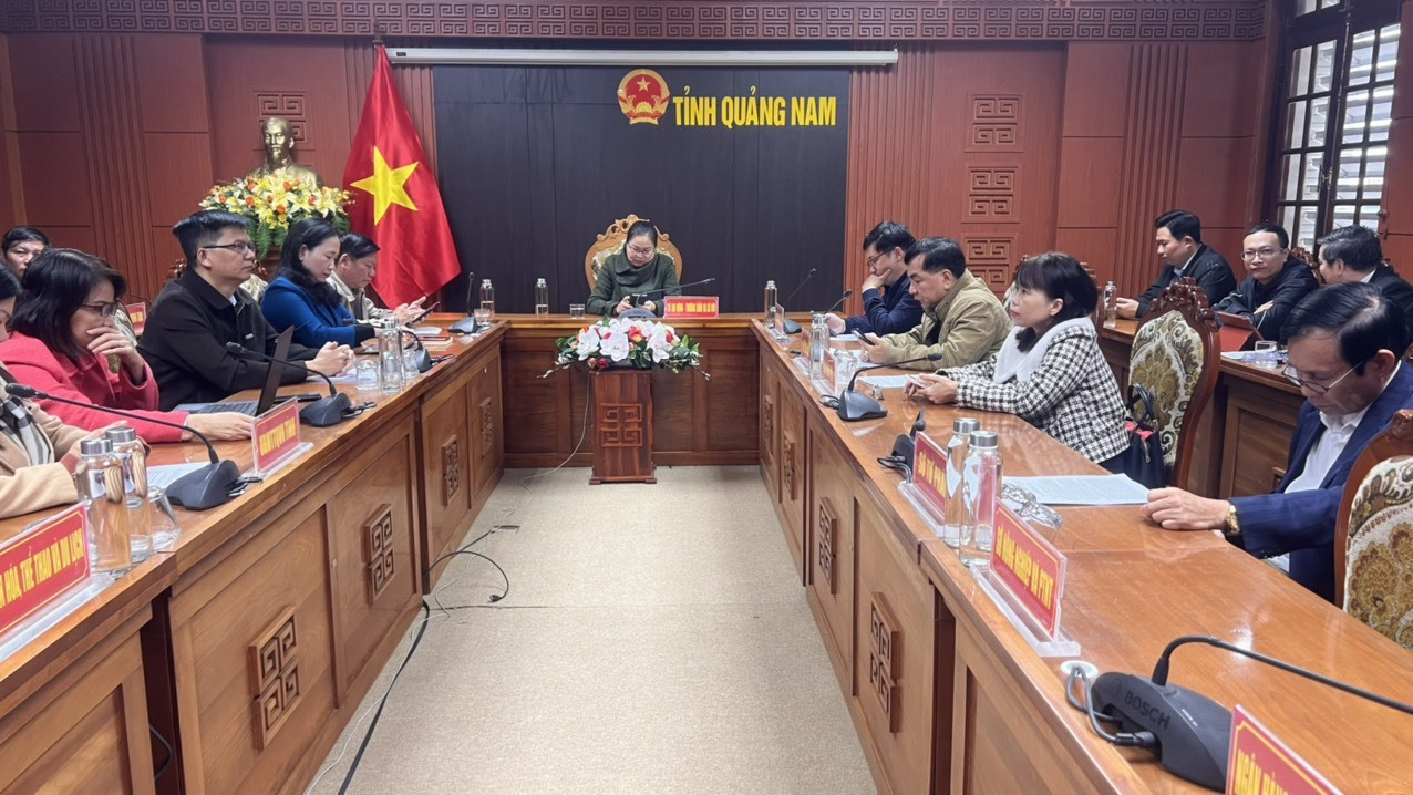 Điểm cầu Quảng Nam tại hội nghị trực tuyến của Bộ LĐ-TB&XH.