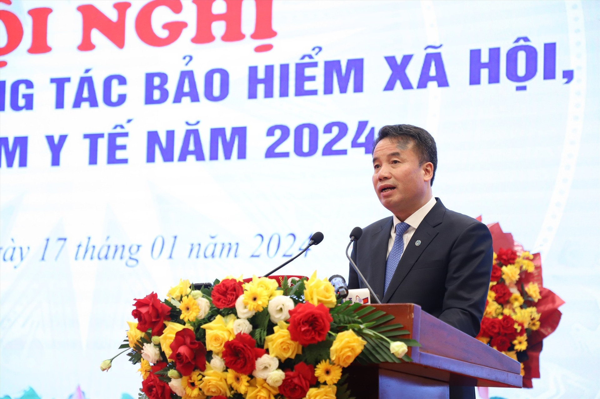 Tổng Giám đốc BHXH Việt Nam Nguyễn Thế Mạnh khai mạc hội nghị trực tuyến toàn quốc.