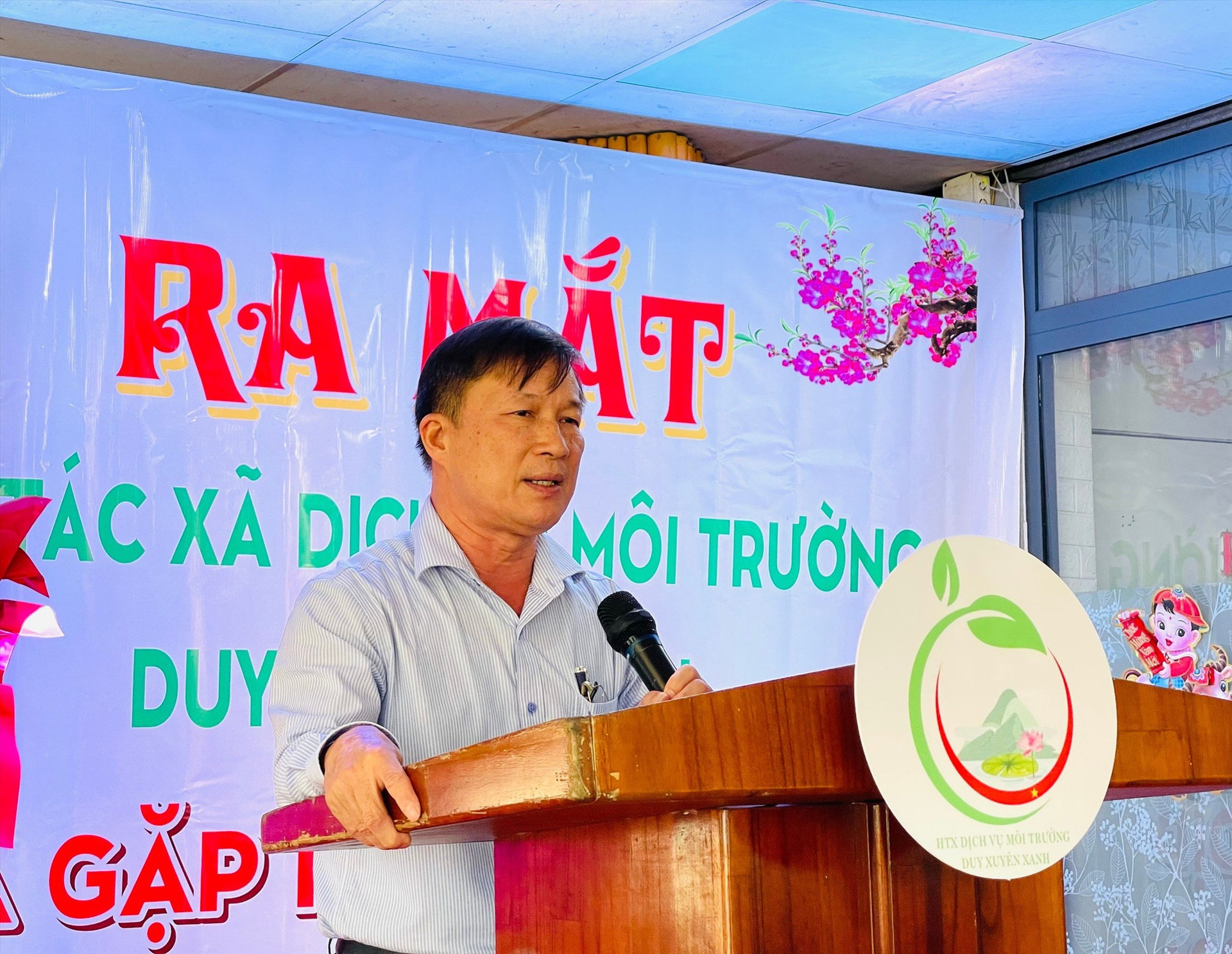 Ông Lê Ngọc Trung – Chủ tịch Liên minh HTX tỉnh phát biểu tại buổi lễ ra mắt.  Ảnh: PV