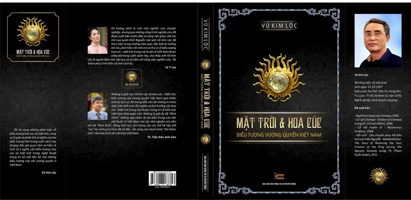 Bìa tập sách “Mặt trời & hoa cúc - Biểu tượng vương quyền Việt Nam”.
