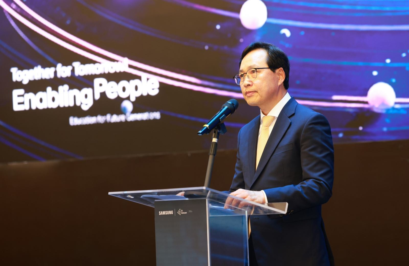 Ông Choi Joo Ho - Tổng giám đốc Tổ hợp Samsung Việt Nam phát biểu tại sự kiện.