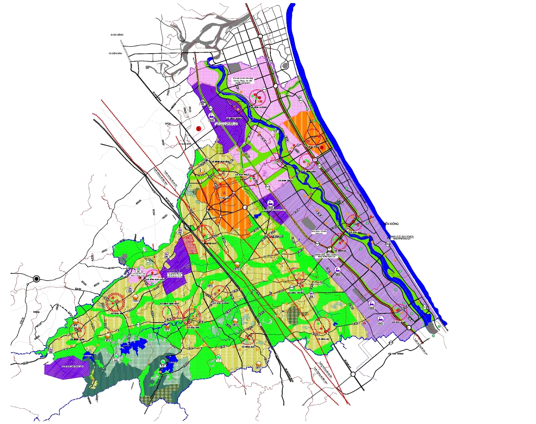 Bản đồ định hướng hạ tầng kỹ thuật vùng huyện Thăng Bình. Ảnh: Q.VIỆT