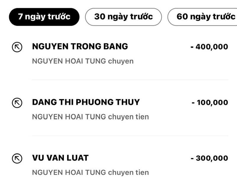 Hình ảnh chuyển tiền của hành khách cho nhà xe. 