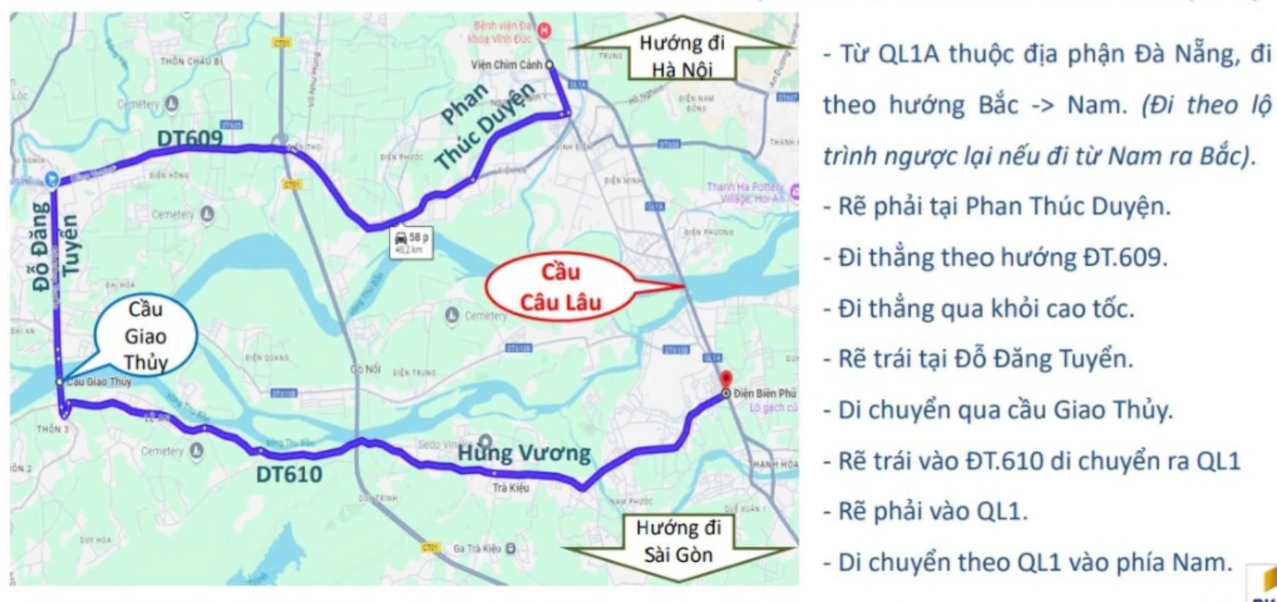 Phương án phân luồng giao thông đối với xe tải dưới hoặc bằng 5 tấn, xe khách dưới hoặc bằng 30 chỗ ngồi (trong ảnh: ĐT610 hiện nay là QL14H). Ảnh: Đơn vị TVTK