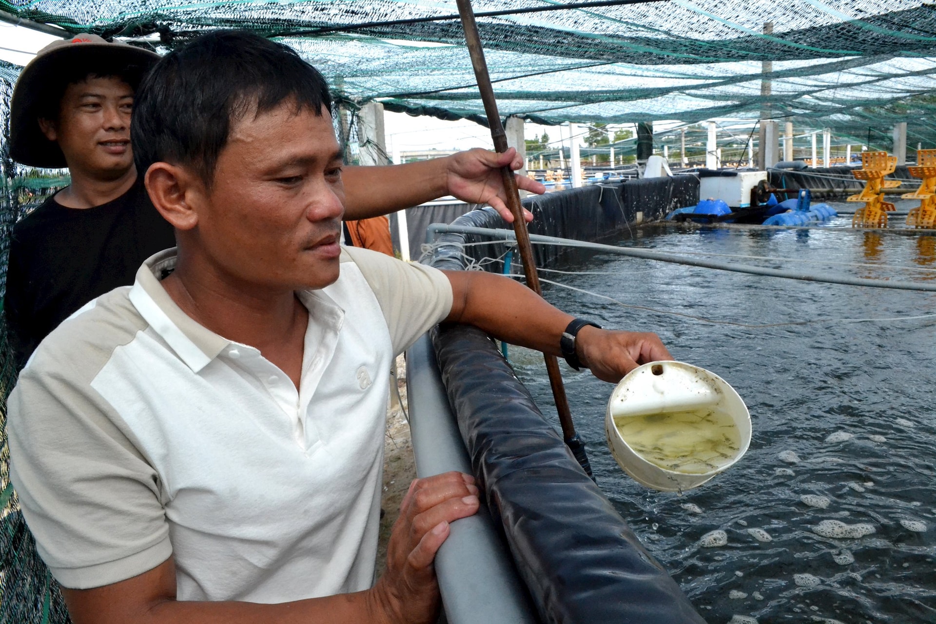 Mô hình nuôi tôm công nghệ cao gắn với bảo vệ môi trường ở hộ ông Trần Công Thành (xã Tam Hòa, Núi Thành). Ảnh: Q.VIỆT