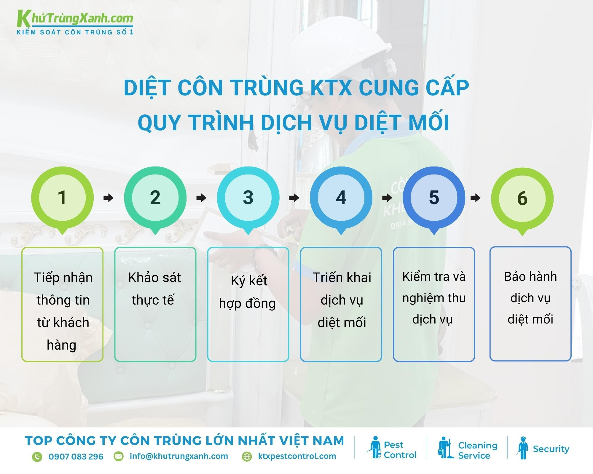 Diệt côn trùng KTX cung cấp quy trình diệt mối.