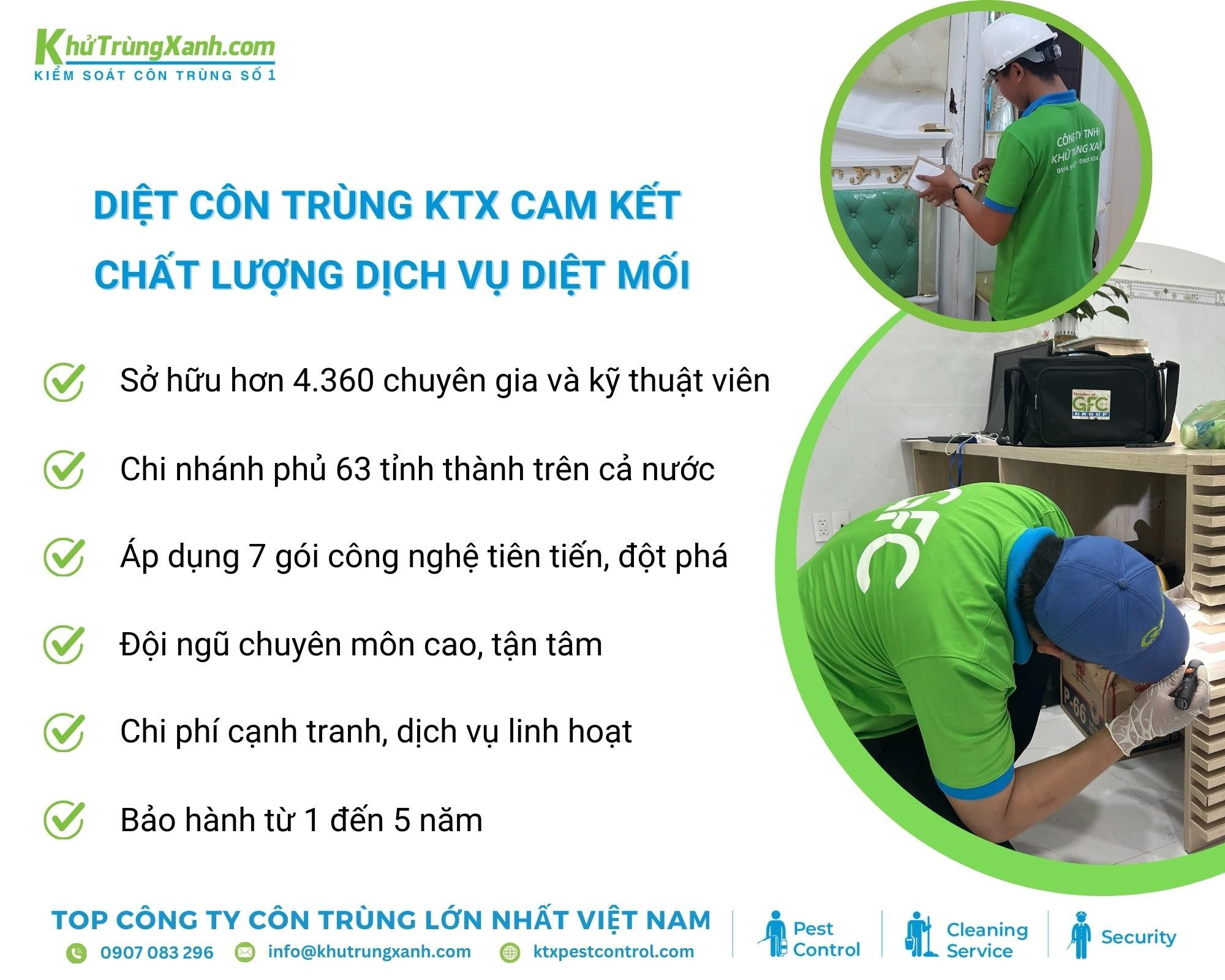 Diệt côn trùng KTX cam kết mang đến chất lượng dịch vụ diệt mối tốt nhất cho khách hàng 
