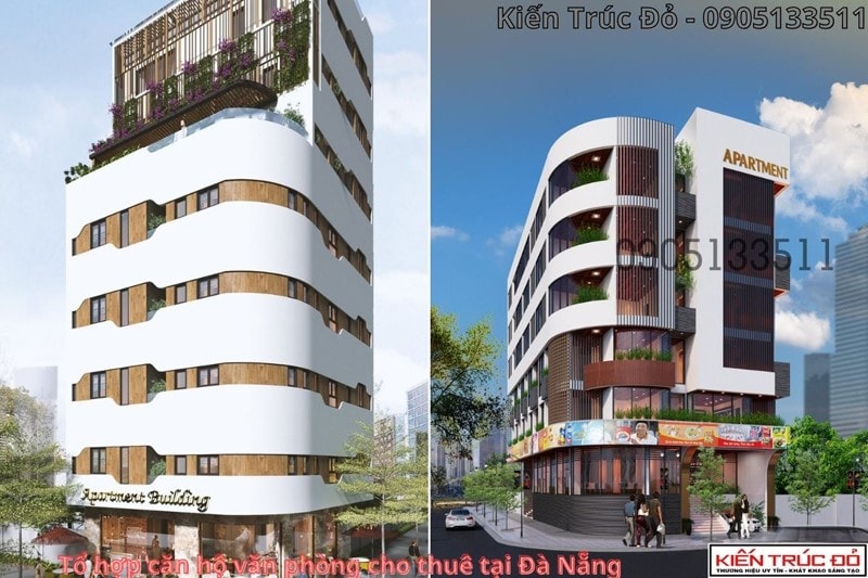 Tổ hợp căn hộ, văn phòng cho thuê tại Đà Nẵng do Kiến Trúc Đỏ thi công.