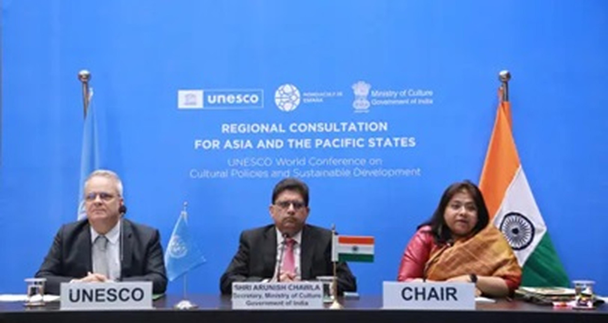 Ấn Độ đồng chủ trì hội nghị UNESCO tham vấn khu vực với các nước châu Á - Thái Bình Dương về các chính sách văn hóa và phát triển bền vững trong hai ngày 5 và 6-2 tại New Delhi, Ấn Độ. Ảnh: UNESCO 
