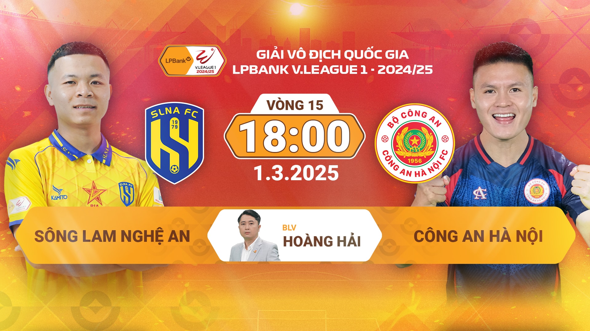 Link xem trực tiếp bóng đá SLNA vs CAHN tại V.League