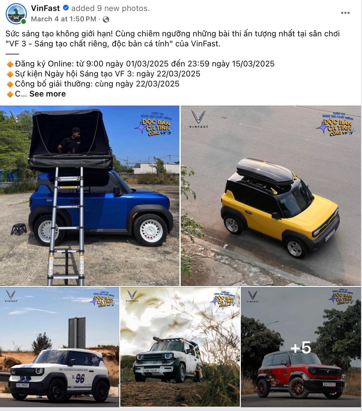 Hàng loạt bài thi ấn tượng đã sẵn sàng trình diễn tại sự kiện “Ngày hội sáng tạo VF 3”.