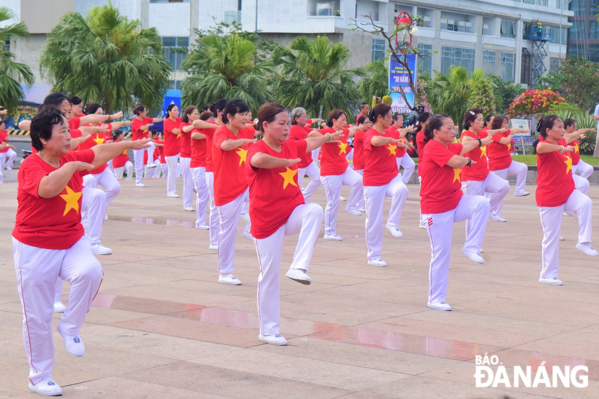 Biều diễn thể dục dưỡng sinh.