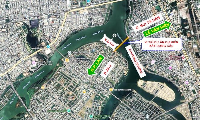 Phạm vi nghiên cứu xây dựng cầu bắc qua sông Đô Tỏa.