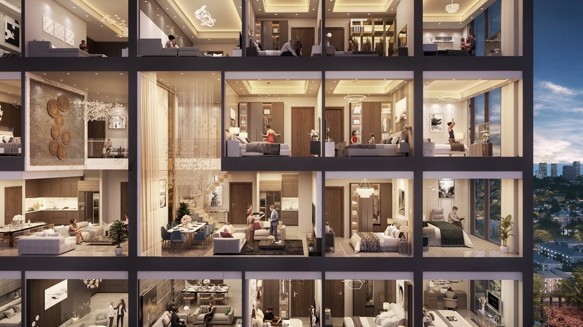 Những căn hộ xa hoa như penthouse, duplex vẫn luôn là khẩu vị ưa thích của giới nhà giàu. Ảnh phối cảnh minh họa Sun Property.