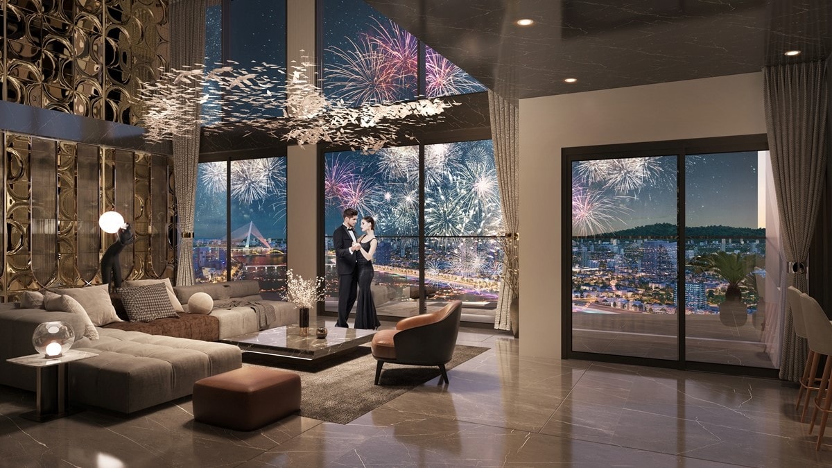 Bên trong căn hộ duplex với tầm nhìn ngắm pháo hoa đỉnh cao tại Sun Symphony Residence. Ảnh phối cảnh minh họa Sun Property