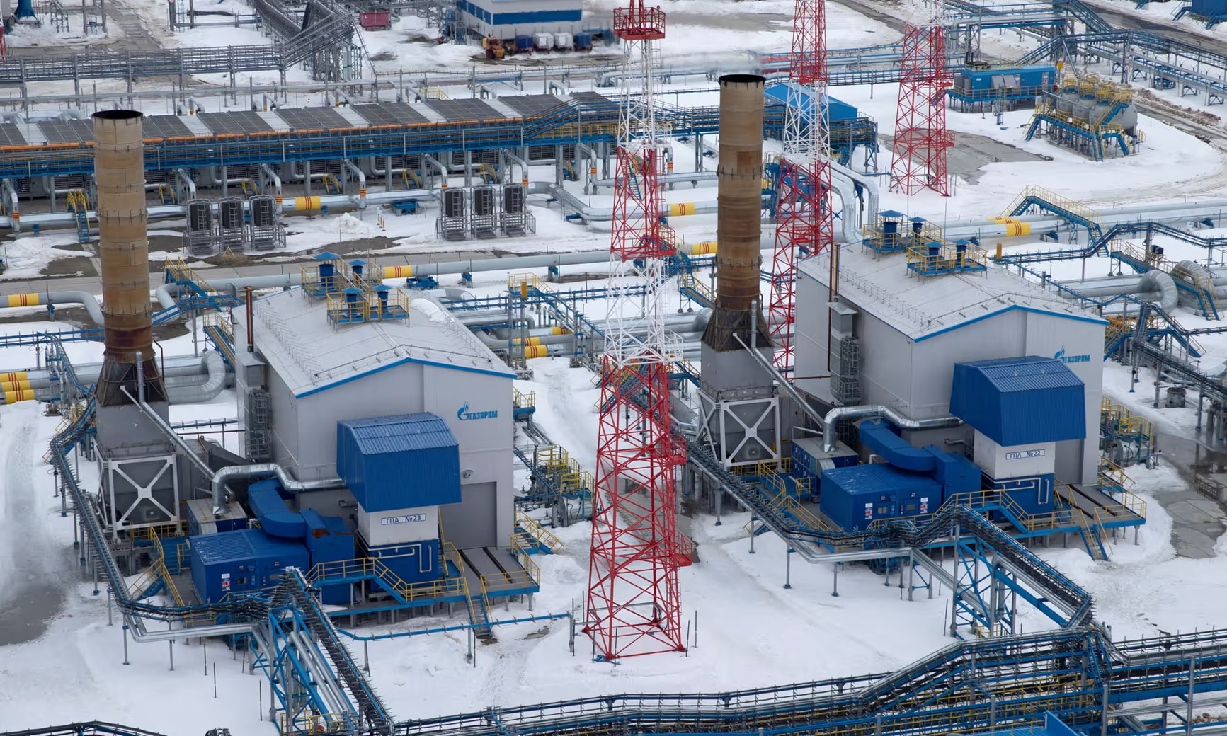 Một cơ sở xử lý khí đốt do Gazprom vận hành tại mỏ khí Bovanenkovo trên bán đảo Yamal, vùng Bắc Cực của Nga. Ảnh: Maxim Shemetov/Reuters