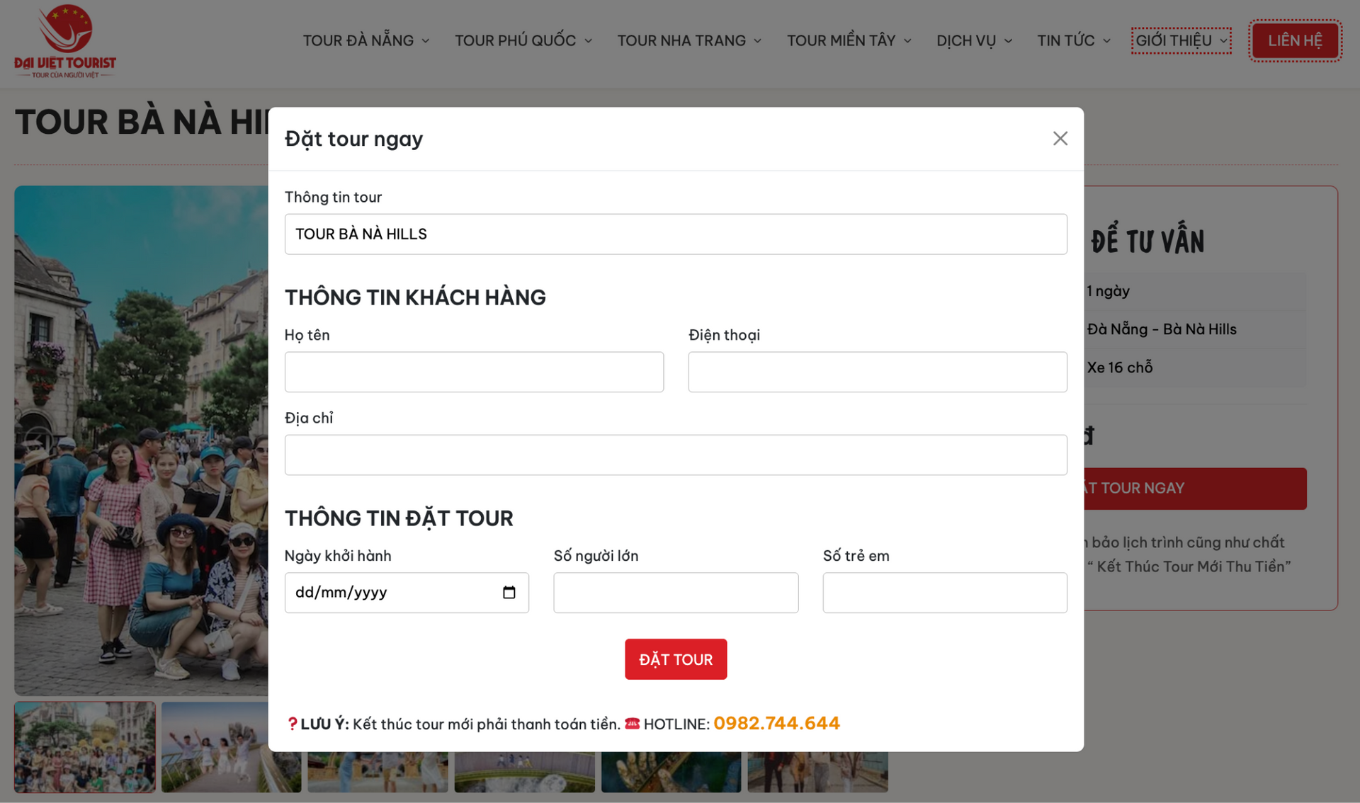 Du khách có thể truy cập website để đăng ký tour mà không cần đặt cọc.
