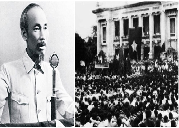 Chủ tịch Hồ Chí Minh đọc Tuyên ngôn Độc lập 1945, khơi nguồn khát vọng tự do cho dân tộc. Ảnh tư liệu