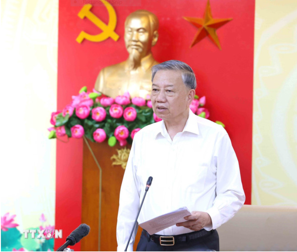 Tổng Bí thư Tô Lâm phát biểu chỉ đạo buổi làm việc. (Ảnh: Phương Hoa/TTXVN)