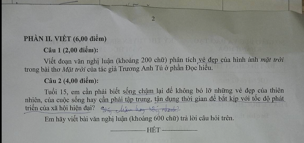 Đáp án đề thi tuyển sinh lớp 10 môn Văn tỉnh Khánh Hòa 2025