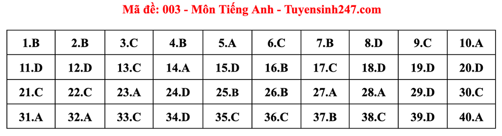 Réponses suggérées pour l'examen d'entrée en seconde (2025) à Hanoï (matière d'anglais) - 3
