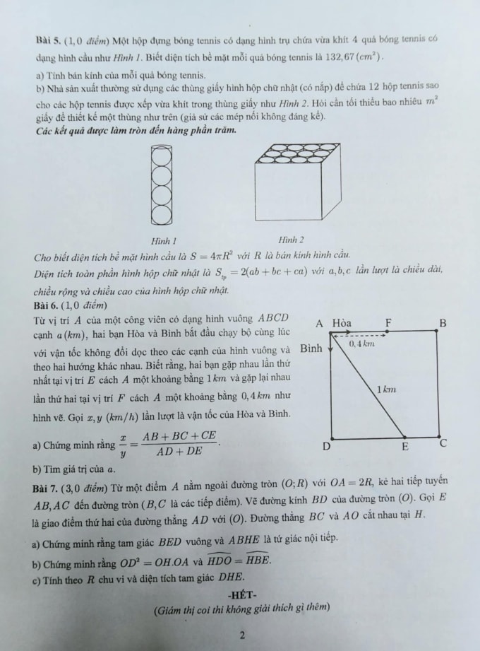 Math exam for grade 10 in Ho Chi Minh City - 1