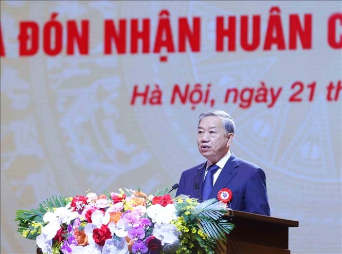 Tổng Bí thư Tô Lâm phát biểu tại Lễ kỷ niệm. Ảnh: Phương Hoa/TTXVN