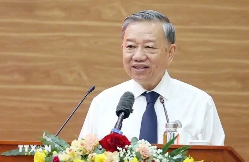  Tổng Bí thư Tô Lâm phát biểu. (Ảnh: TTXVN)