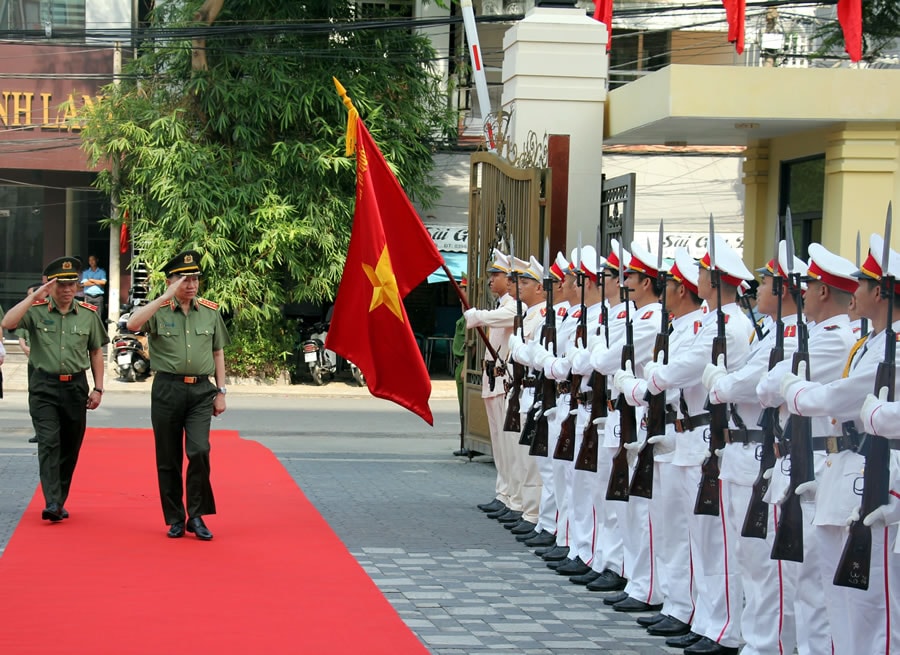 Đại tướng Tô Lâm, Bộ trưởng Bộ Công an (nay là Tổng Bí thư) trong chuyến thăm và làm việc tại Công an thành phố Đà Nẵng tháng 4-2021. Ảnh LÊ HÙNG