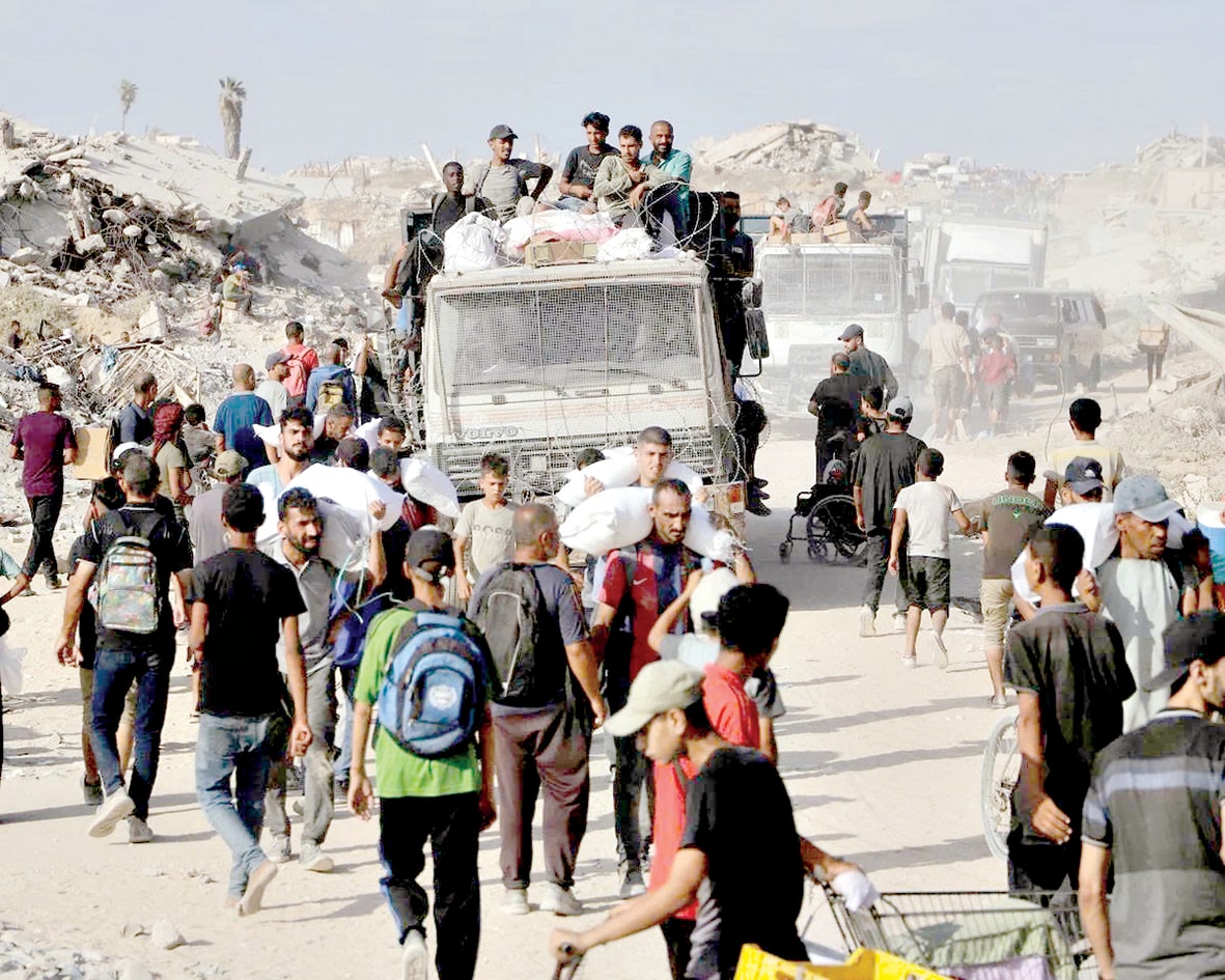 Người Palestine tìm kiếm viện trợ lương thực ở miền Bắc Gaza vào đầu tuần này. Ảnh: Gettyimages