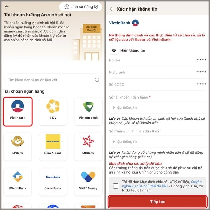 Bước 3 Nhập thông tin tài khoản ngân hàng