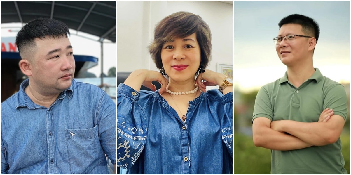 3 tác giả đoạt giải cao nhất cuộc thi. Từ trái qua phải: Lý Hữu Lương - Trang Thanh - Trương Xuân Thiên. Ảnh: BTC cung cấp