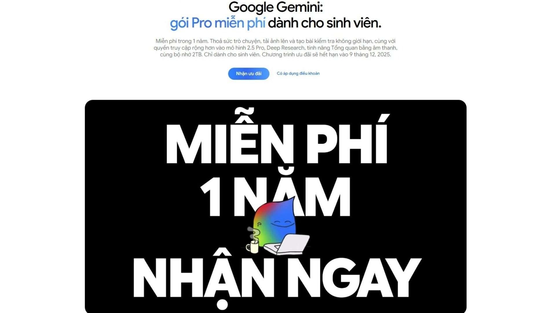 Hướng dẫn đăng ký gói Pro Gemini 1 năm miễn phí cho sinh viên