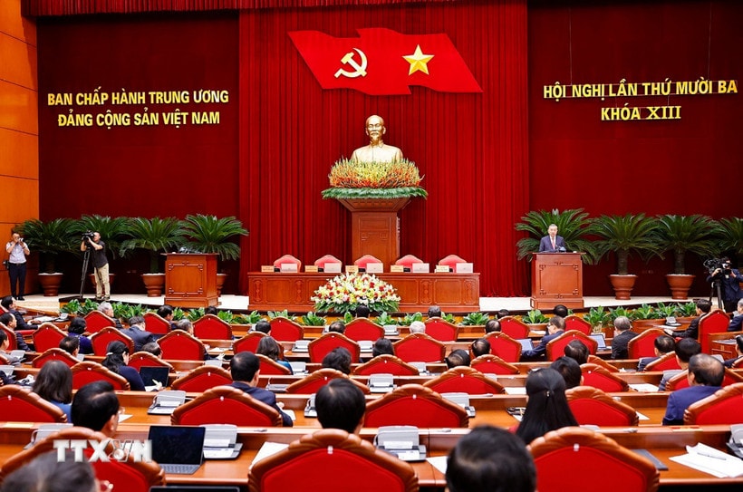 Tổng Bí thư Tô Lâm phát biểu tại Hội nghị lần thứ 13 Ban Chấp hành Trung ương Đảng khóa XIII. (Ảnh: Doãn Tấn/TTXVN)