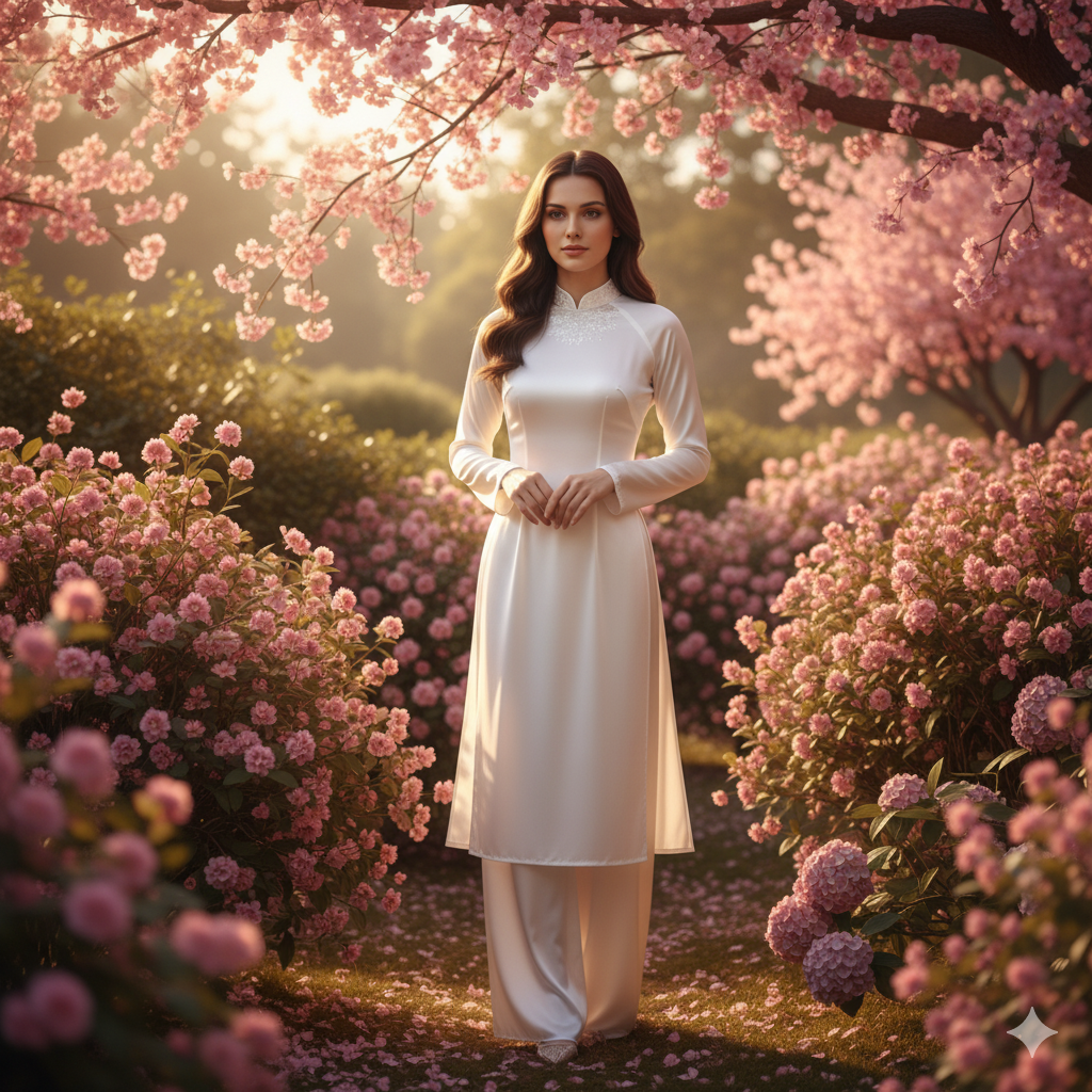 Ảnh với áo dài ngoài trời